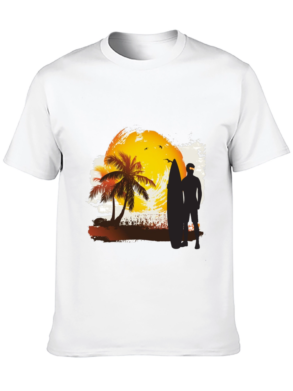 Sunset Surfer Graphic Tee - Black Cotton T-Shirt
