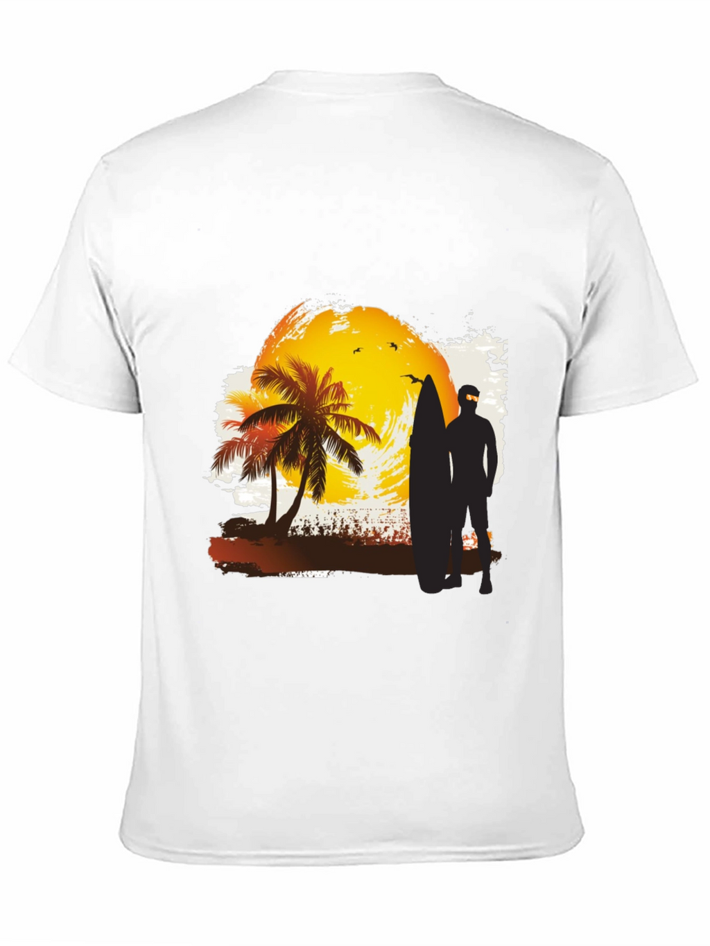 Sunset Surfer Graphic Tee - Black Cotton T-Shirt