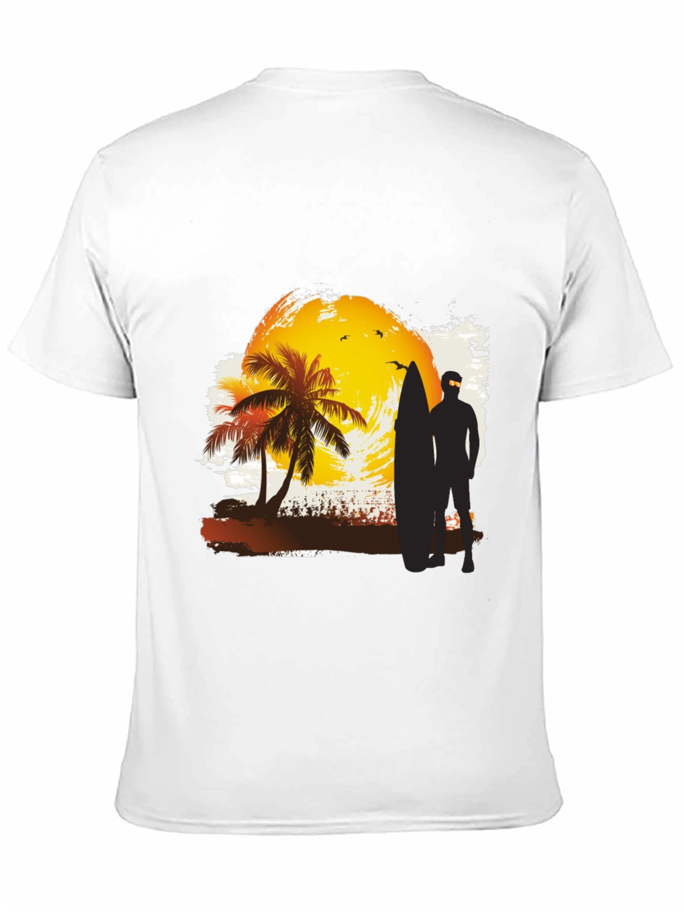 Sunset Surfer Graphic Tee - Black Cotton T-Shirt