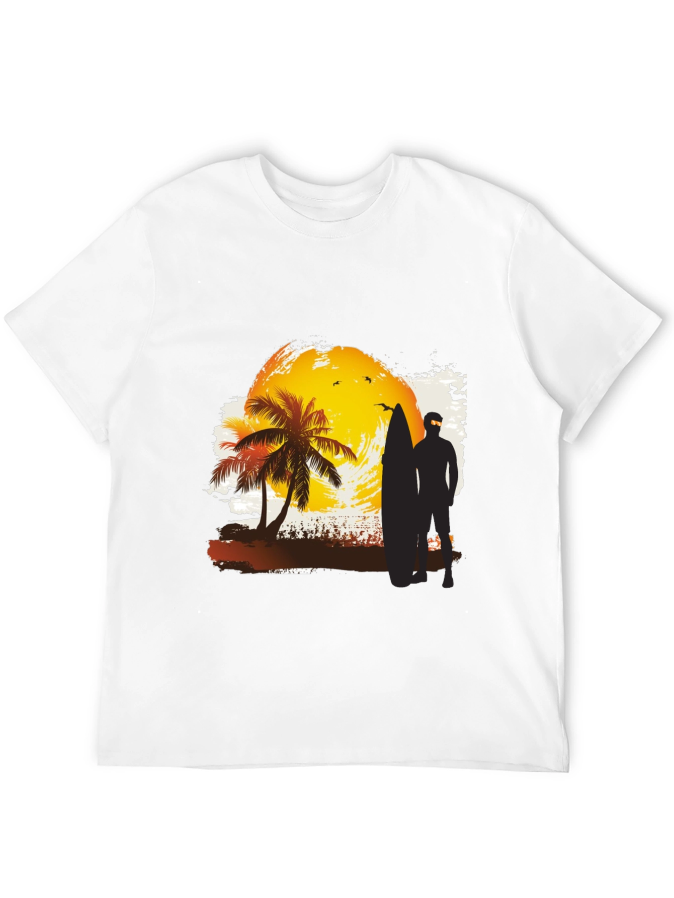 Sunset Surfer Graphic Tee - Black Cotton T-Shirt