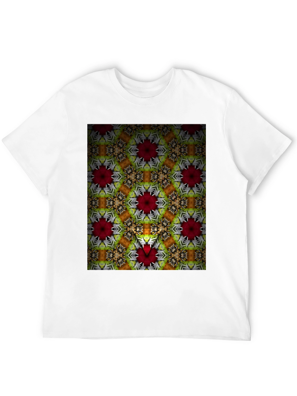 Kaleidoscope Floral Graphic Print Mens Black T-Shirt