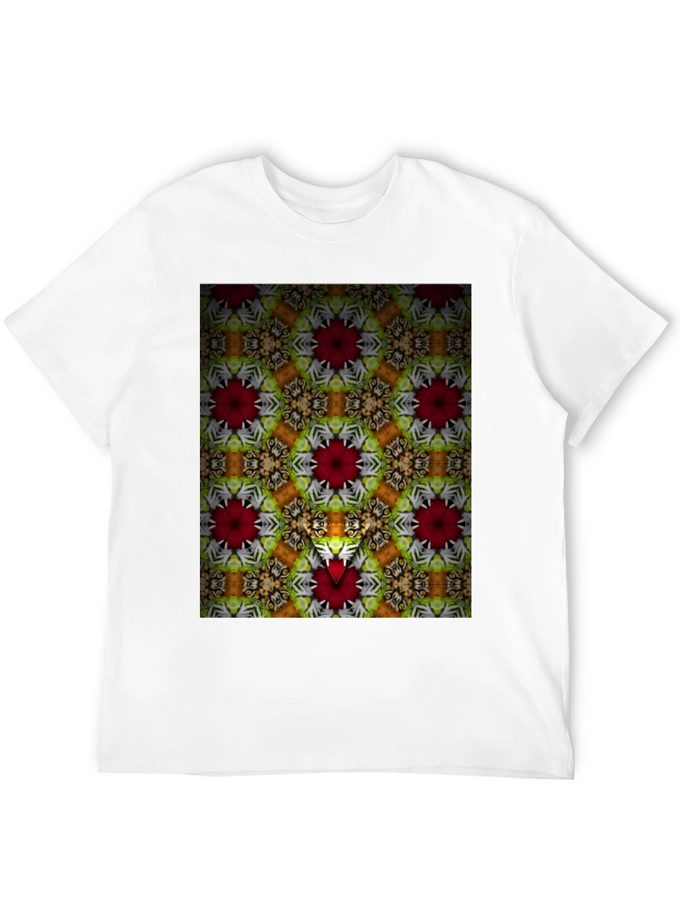 Kaleidoscope Floral Graphic Print Mens Black T-Shirt