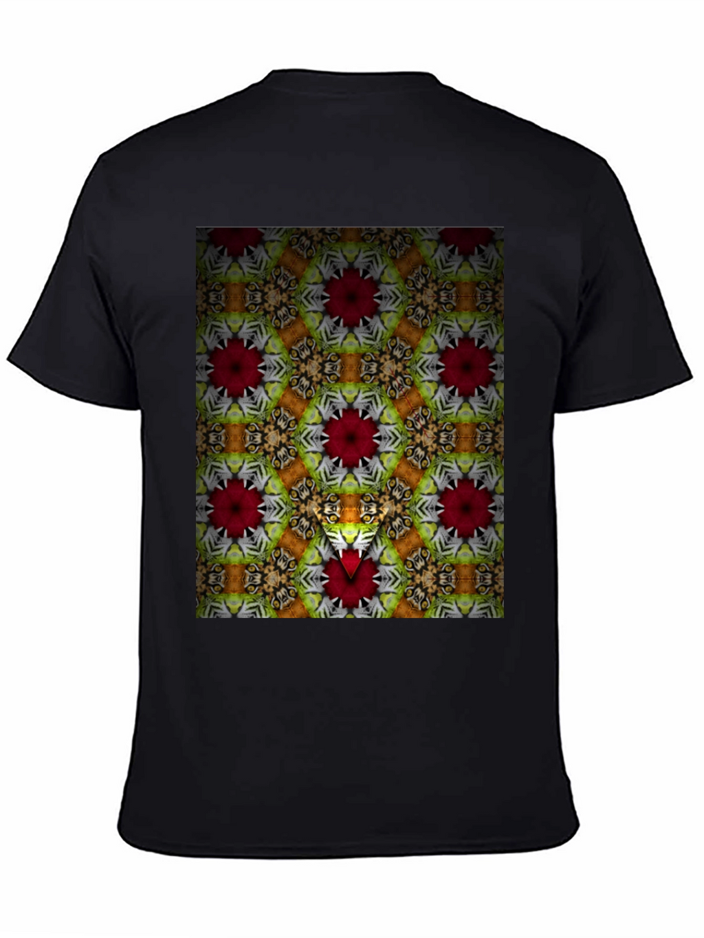Kaleidoscope Floral Graphic Print Mens Black T-Shirt