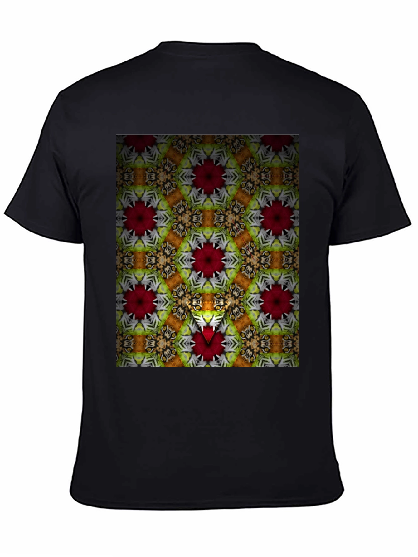 Kaleidoscope Floral Graphic Print Mens Black T-Shirt