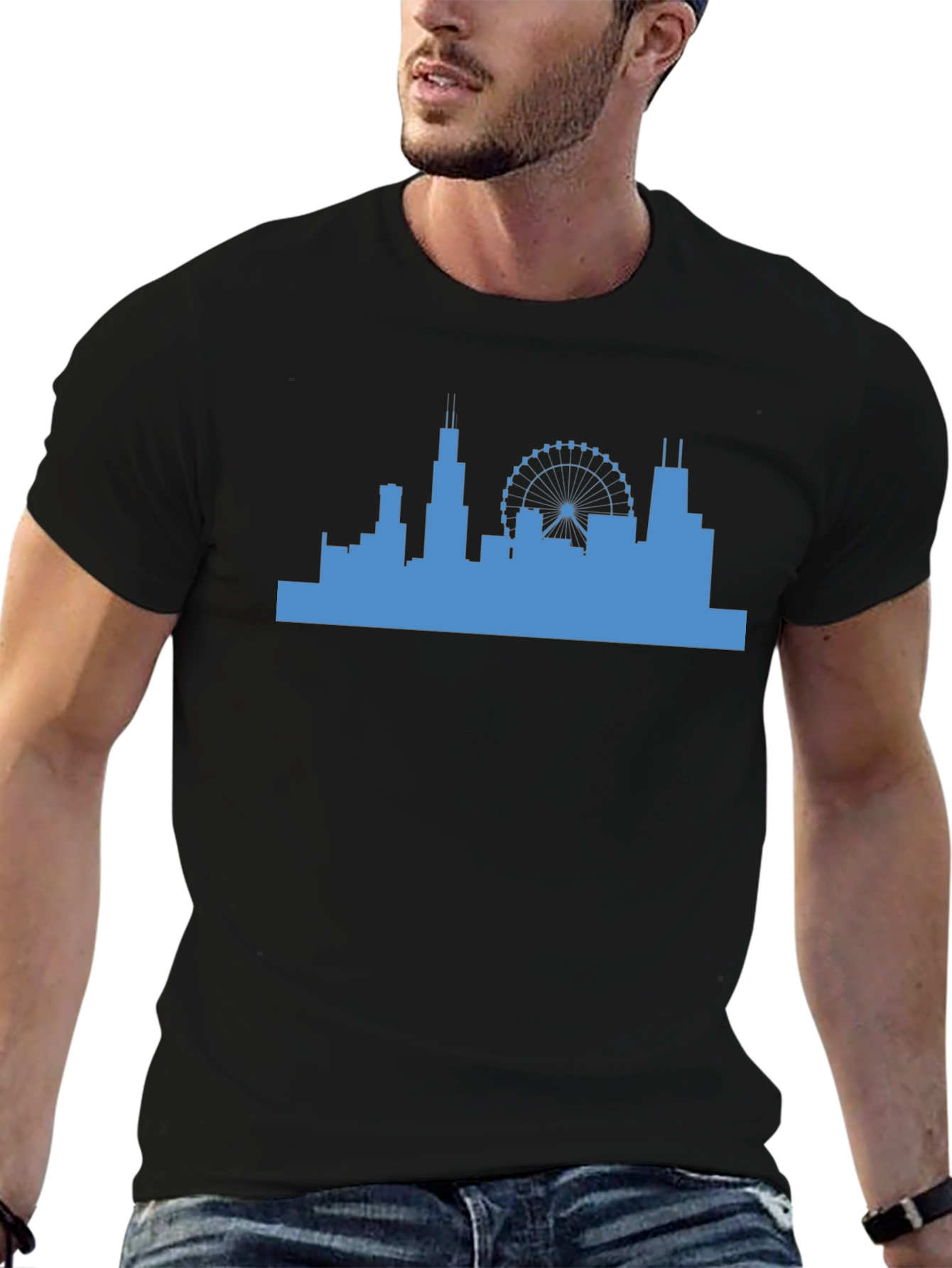 Chicago Skyline Graphic Tee - Mens Black T-Shirt