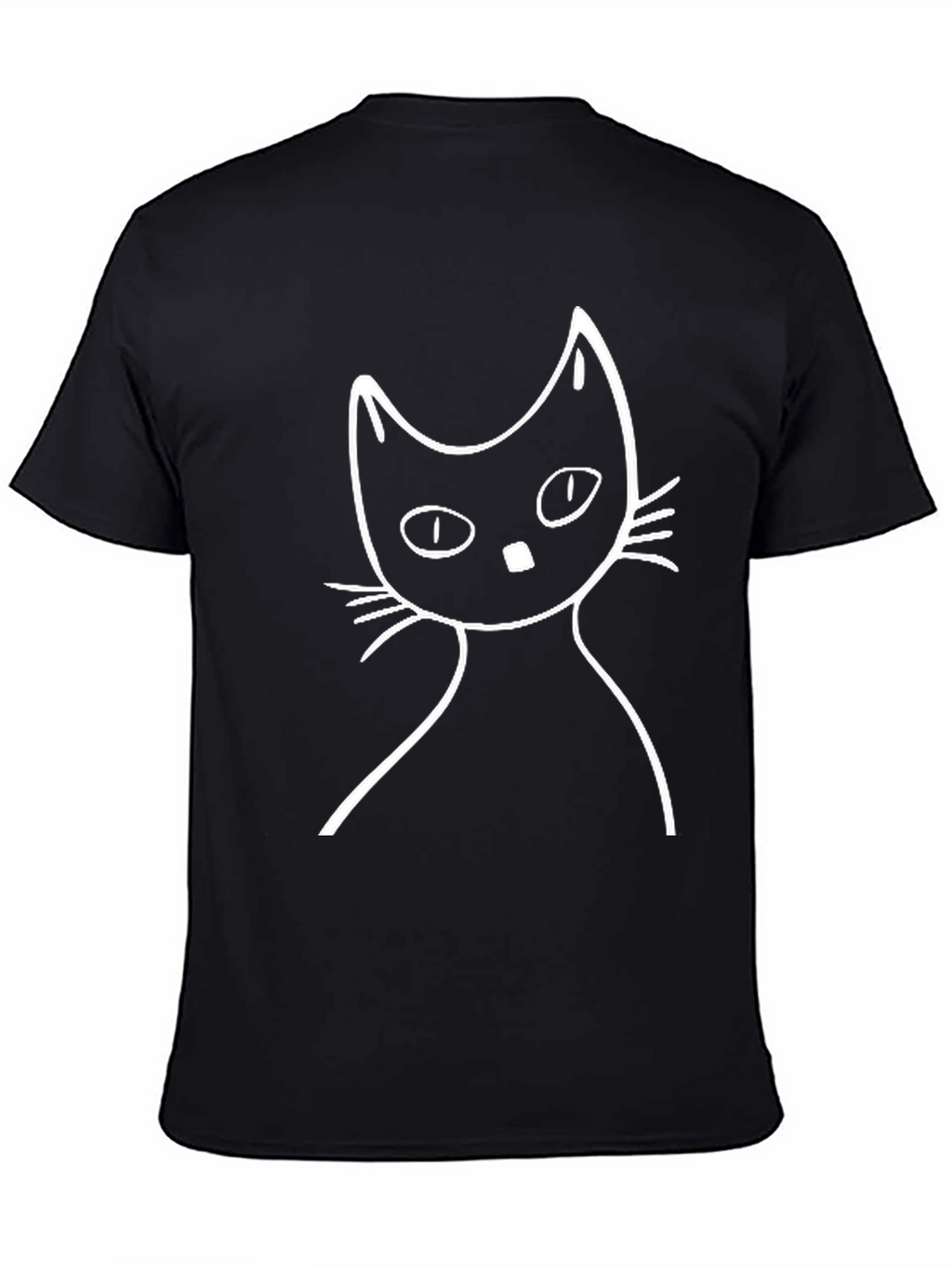 Minimalist Cat Graphic Tee - Black
