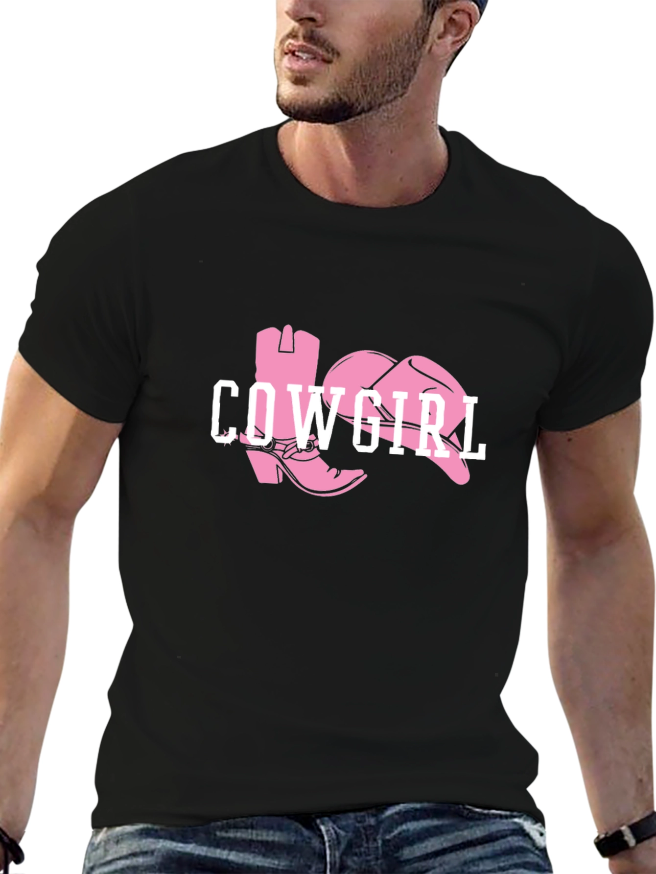 Cowgirl Boots Graphic Tee - Black Cotton T-Shirt