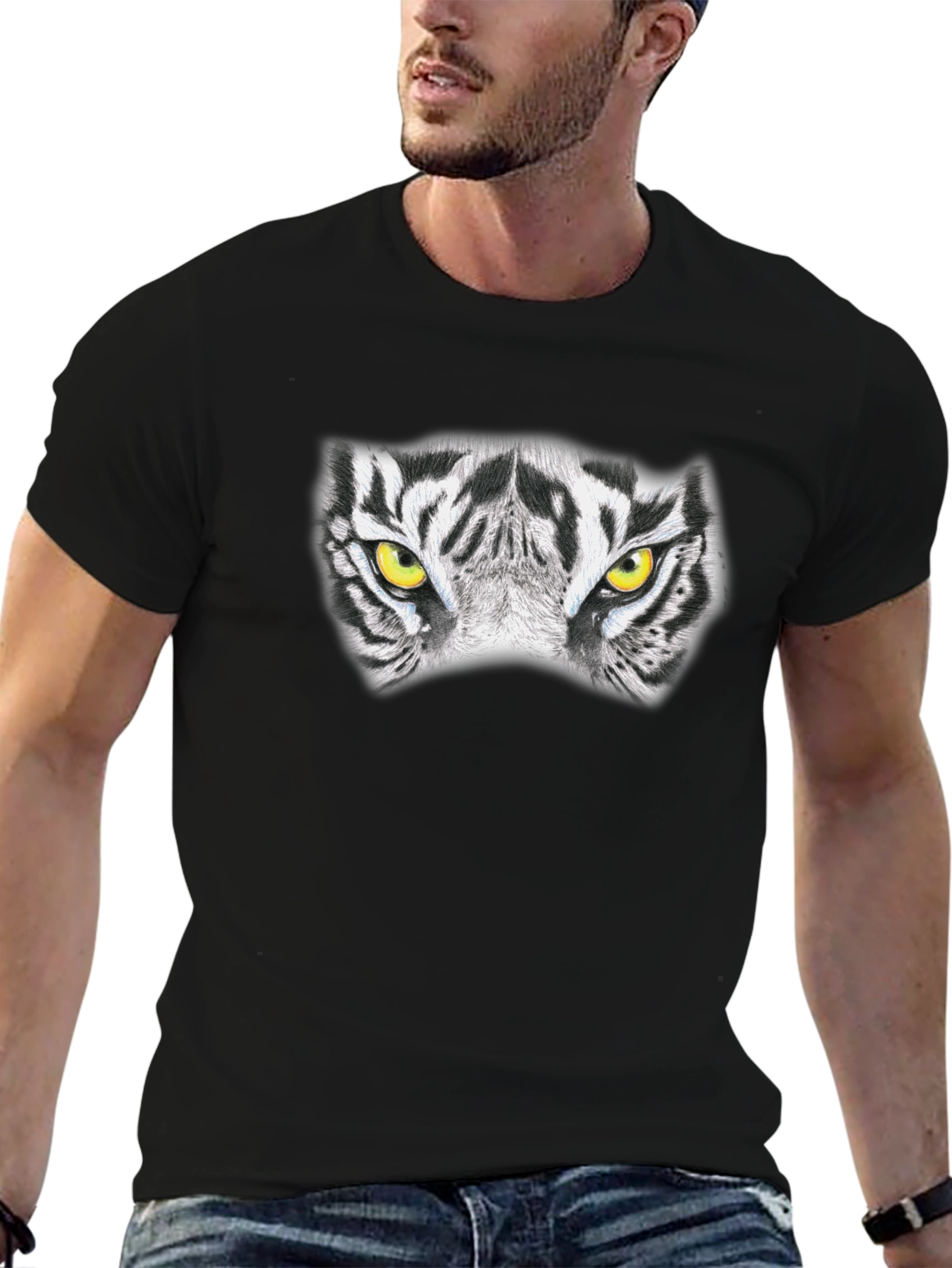 Tiger Eyes Graphic Black T-Shirt