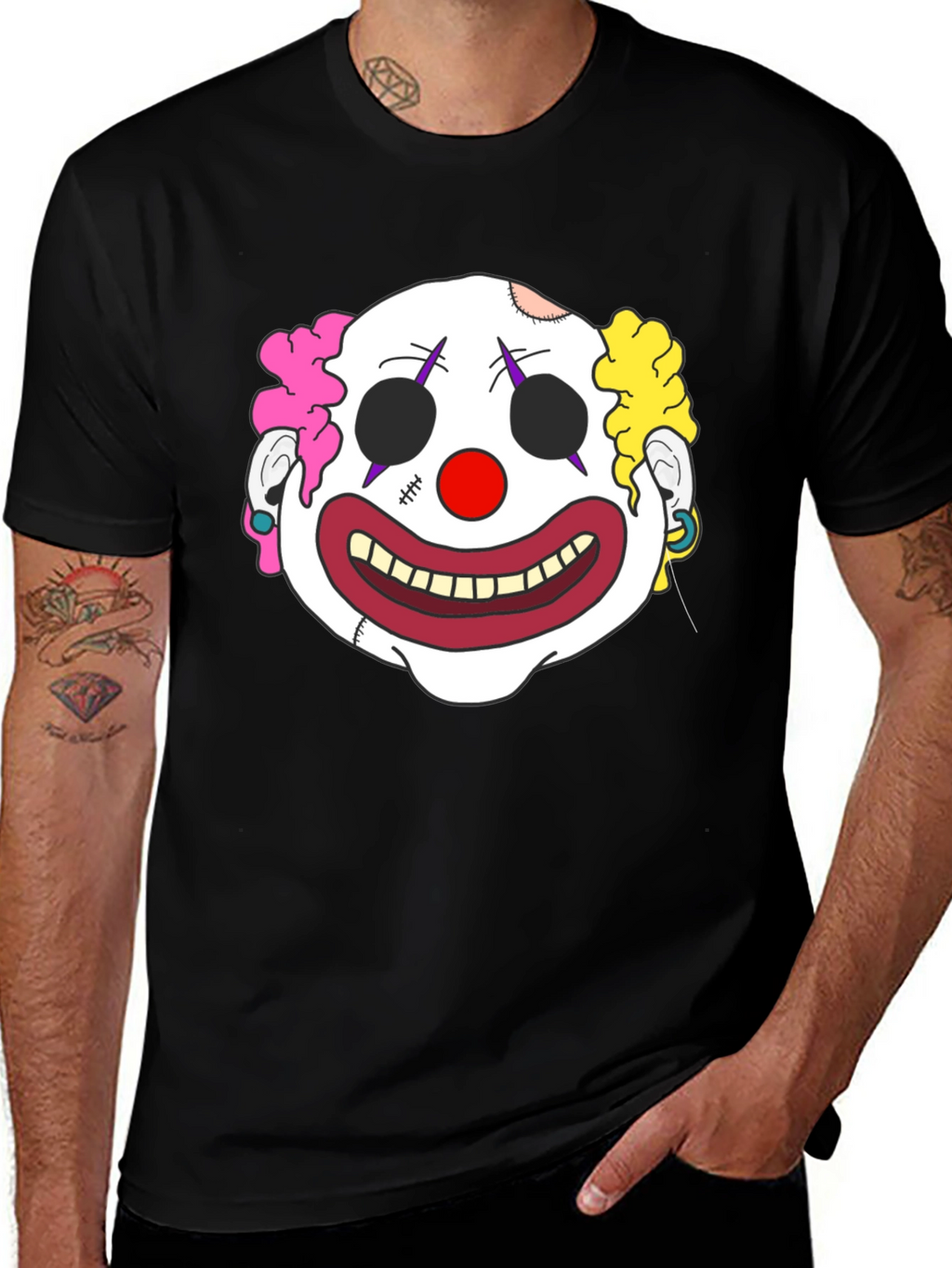 Clown Face Graphic T-Shirt - Mens Black Tee