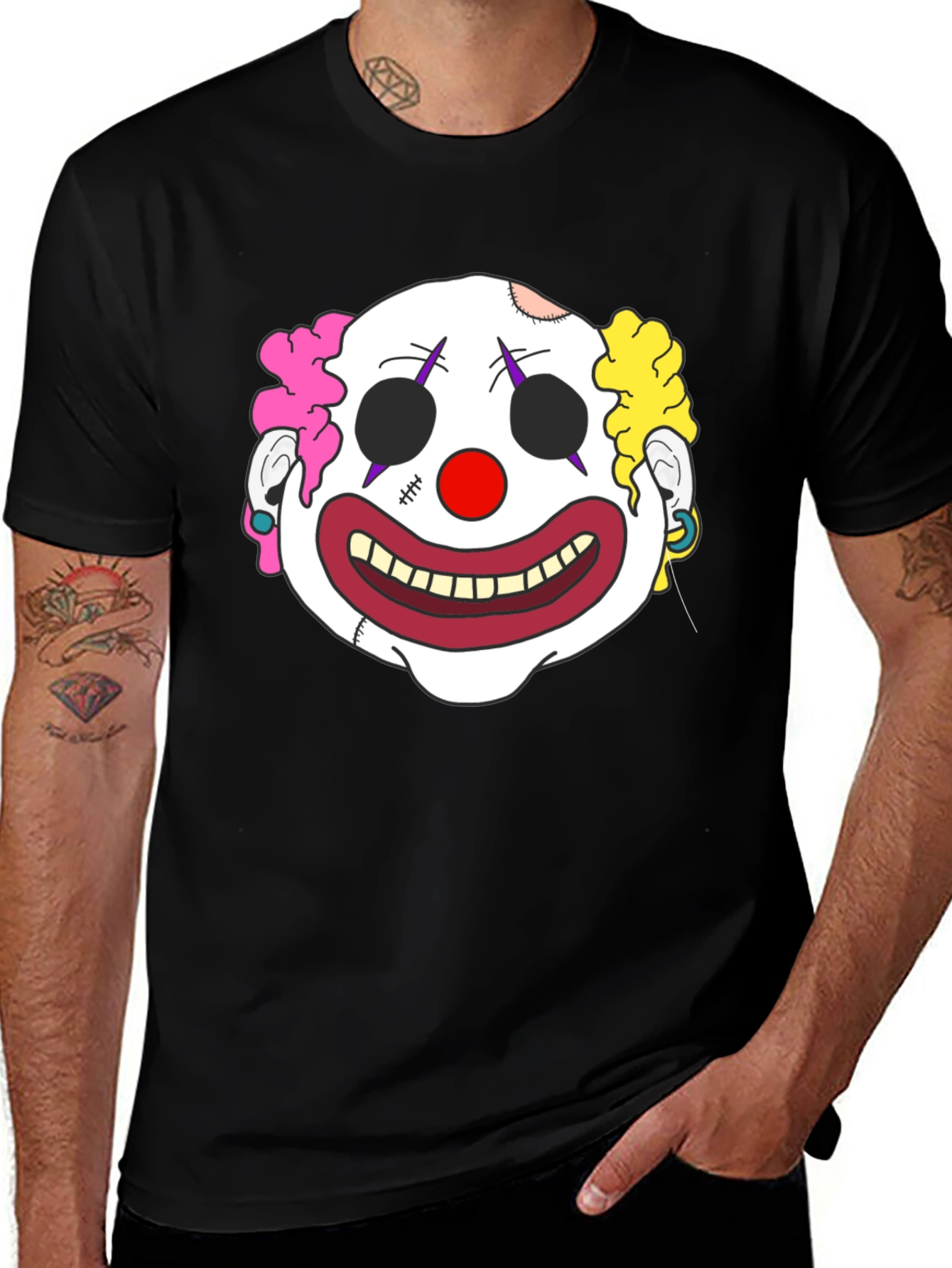 Clown Face Graphic T-Shirt - Mens Black Tee