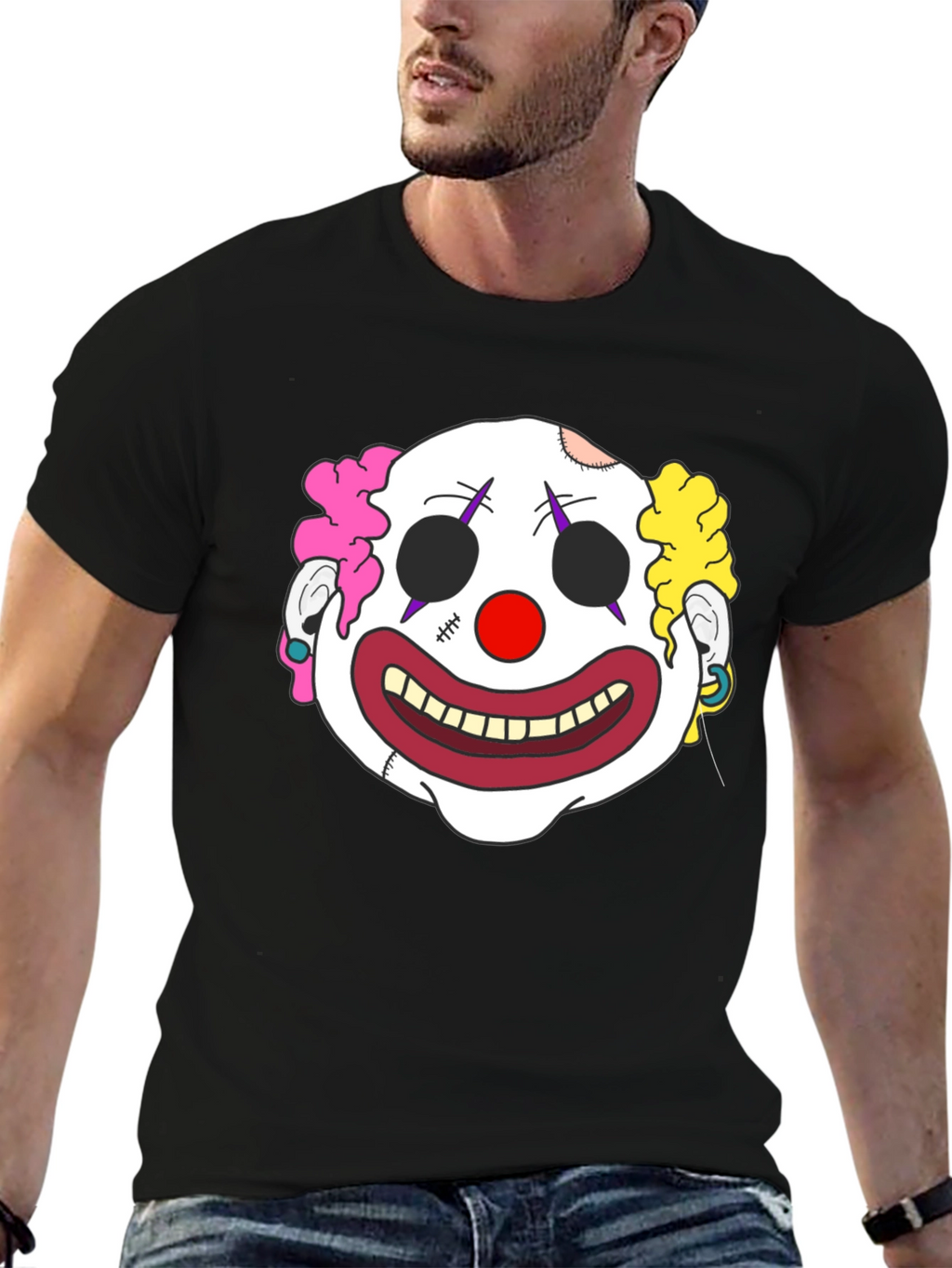 Clown Face Graphic T-Shirt - Mens Black Tee