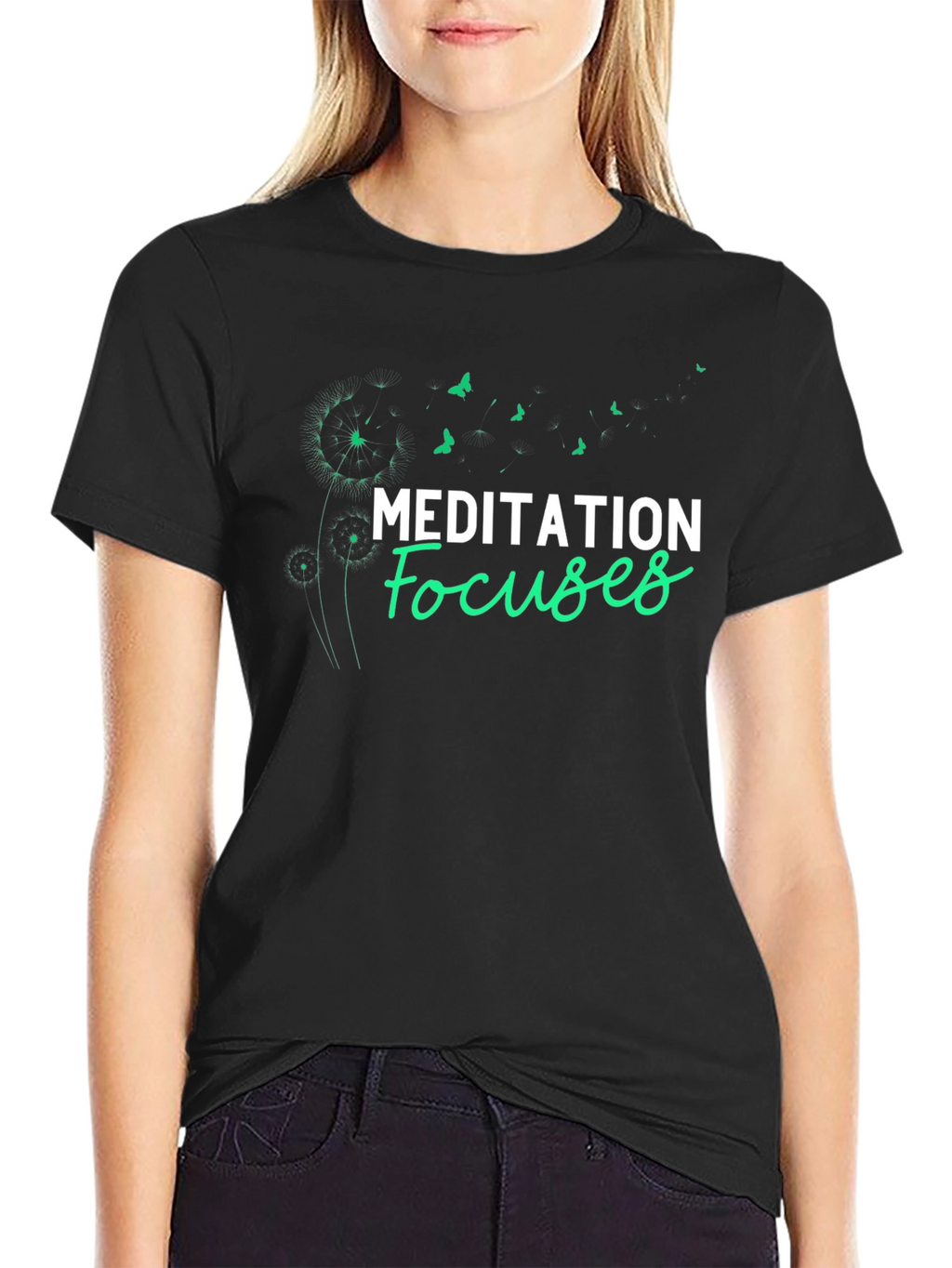 Meditation Focuses Graphic Tee - Black T-Shirt