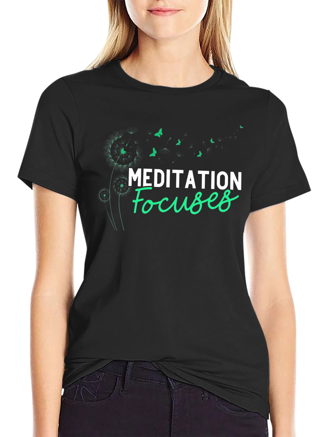 Meditation Focuses Graphic Tee - Black T-Shirt