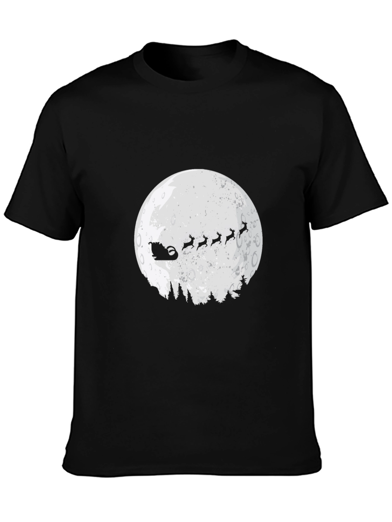 Santas Sleigh Moon T-Shirt - Holiday Christmas Tee
