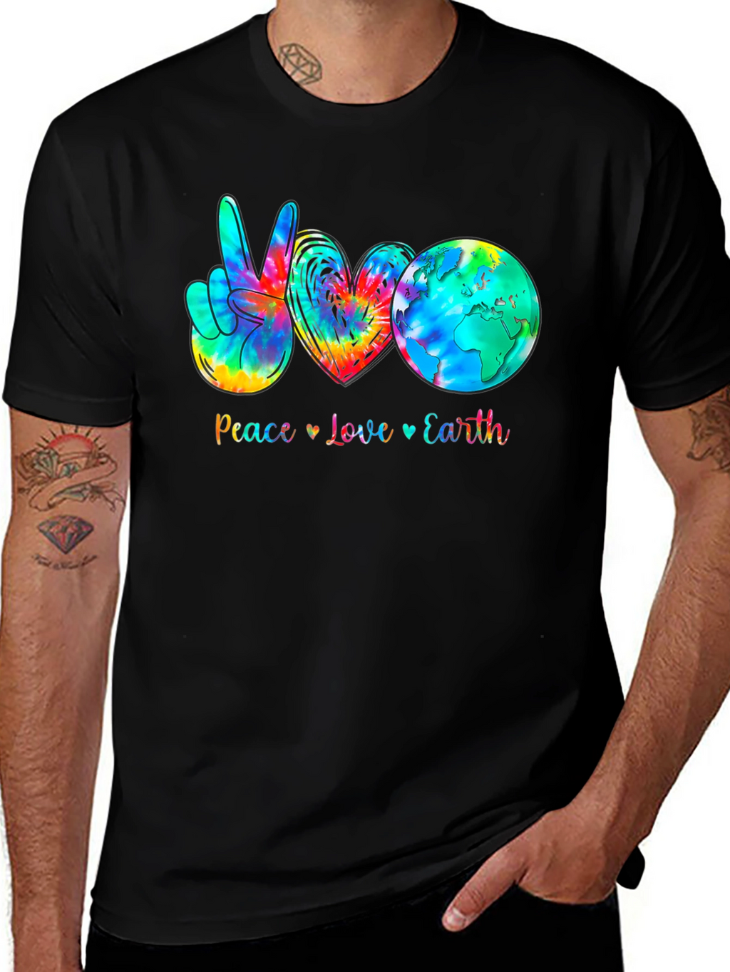 Peace Love Earth Tie-Dye Graphic T-Shirt