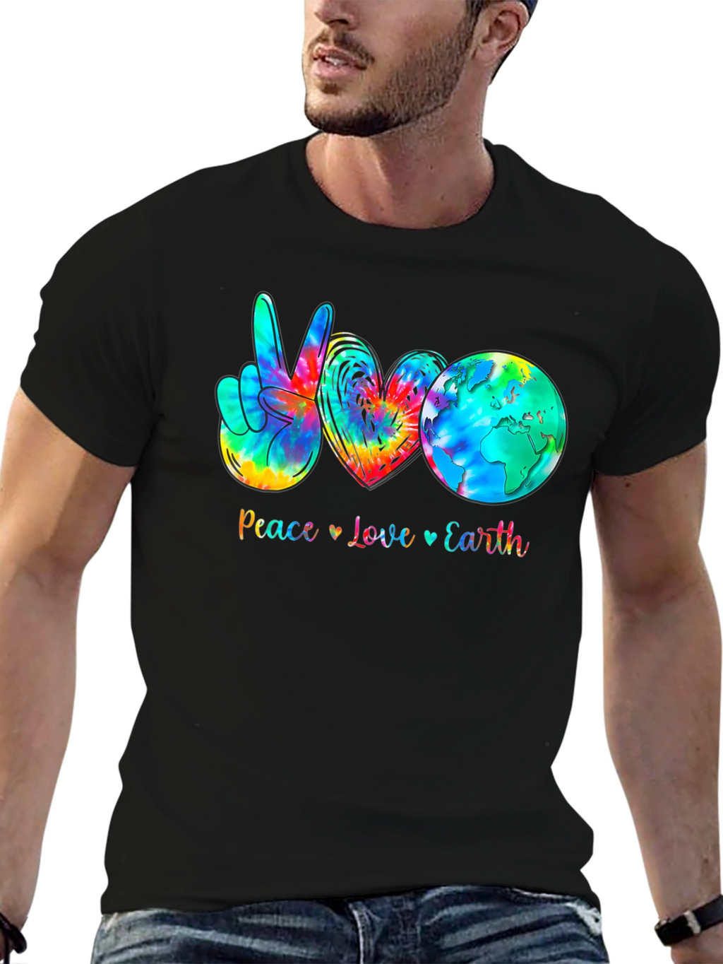 Peace Love Earth Tie-Dye Graphic T-Shirt
