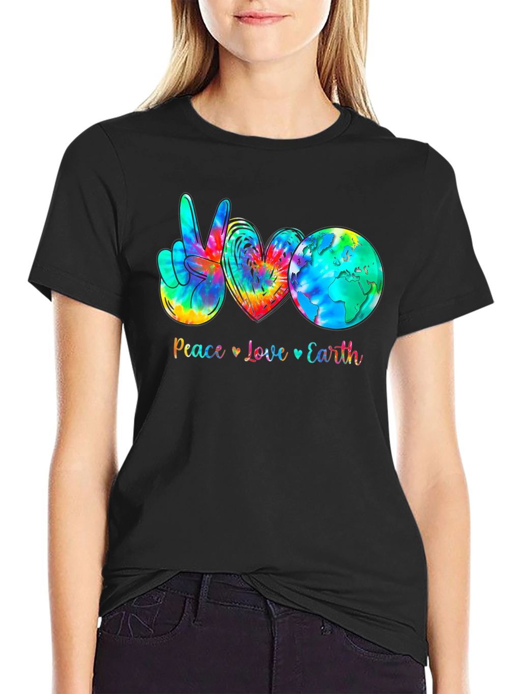 Peace Love Earth Tie-Dye Graphic T-Shirt