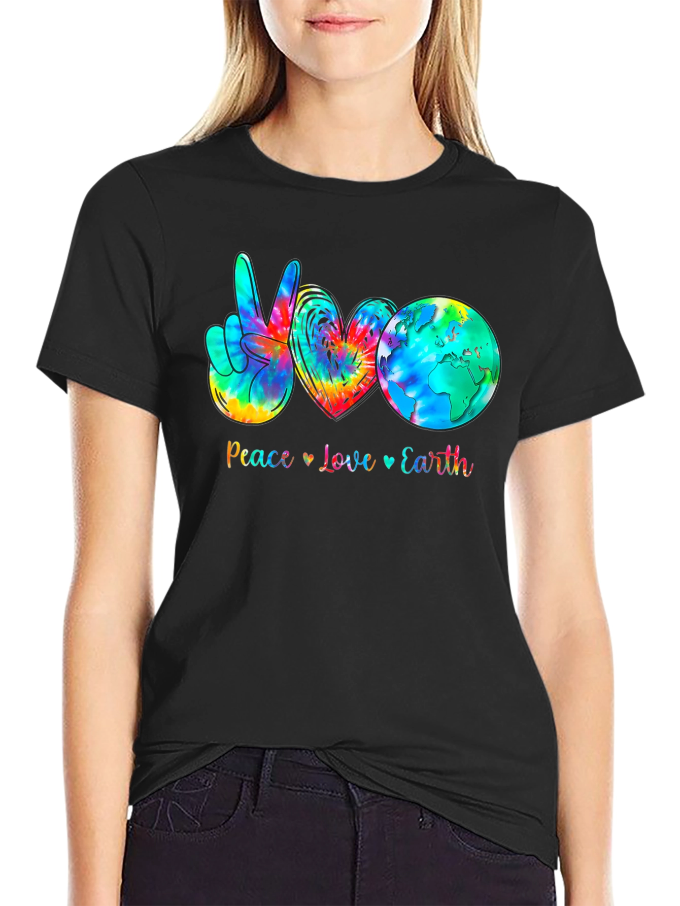 Peace Love Earth Tie-Dye Graphic T-Shirt