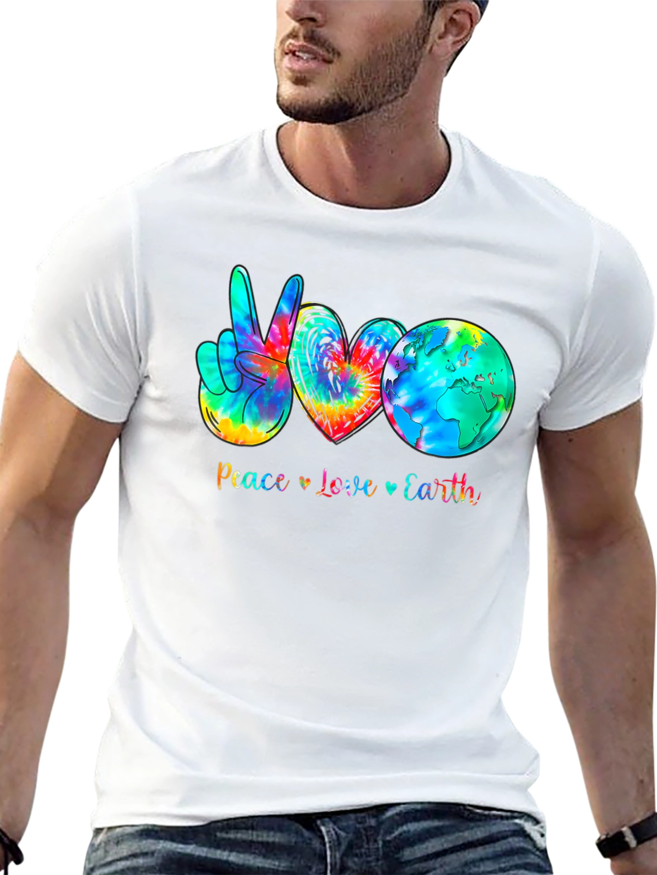 Peace Love Earth Tie-Dye Graphic T-Shirt