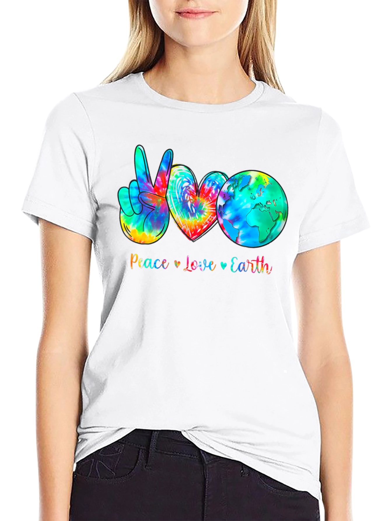 Peace Love Earth Tie-Dye Graphic T-Shirt