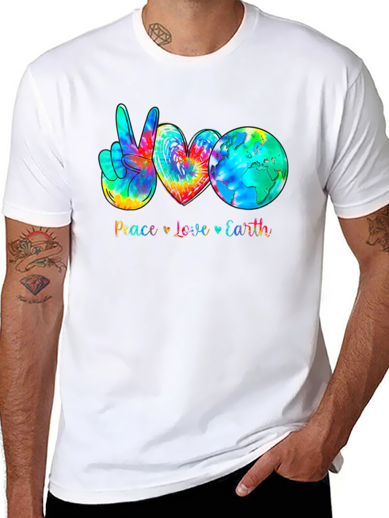 Peace Love Earth Tie-Dye Graphic T-Shirt