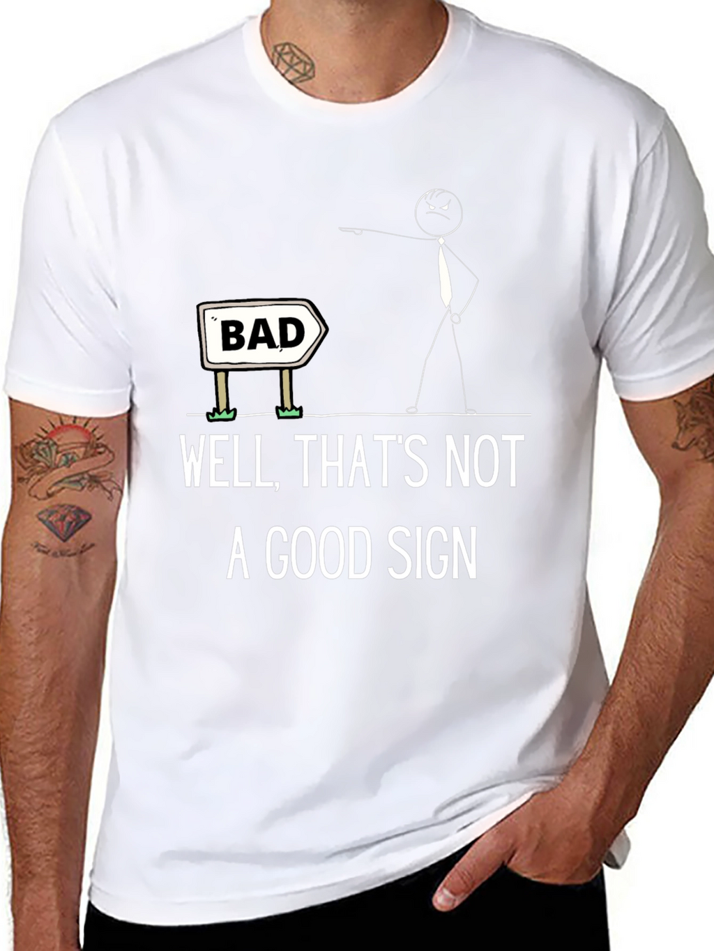 Humorous Bad Sign Graphic Tee - Unisex