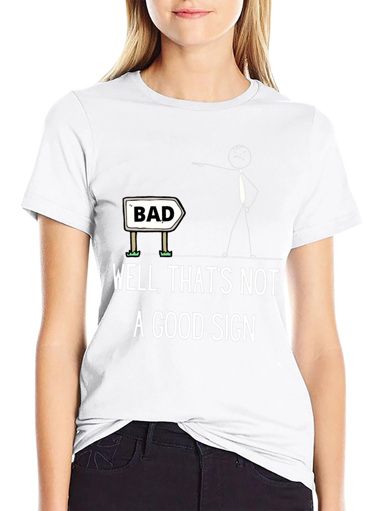 Humorous Bad Sign Graphic Tee - Unisex