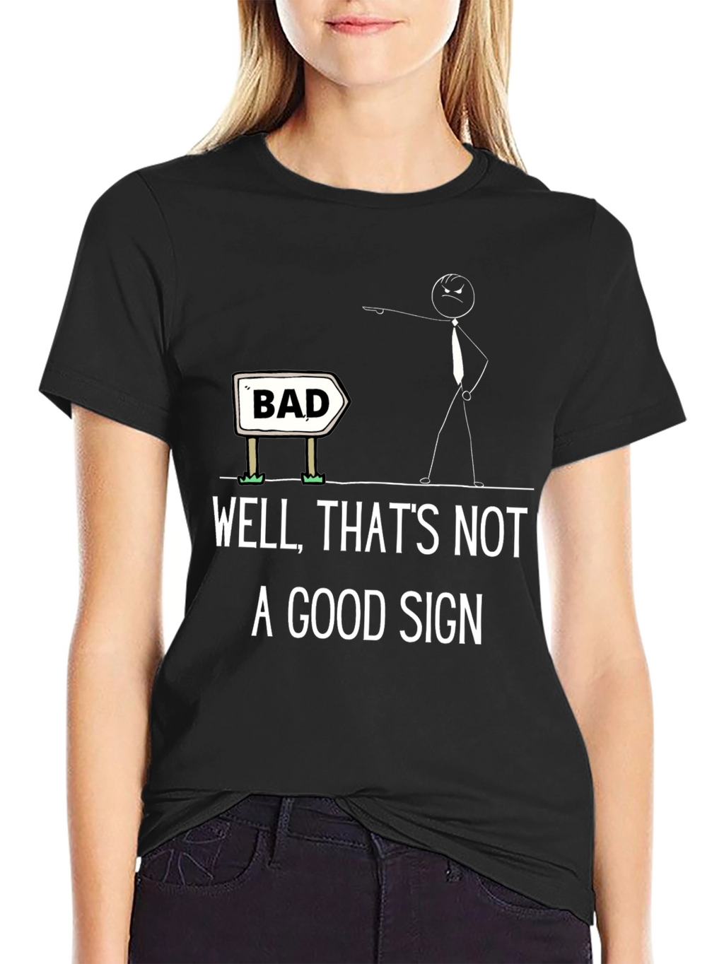 Humorous Bad Sign Graphic Tee - Unisex