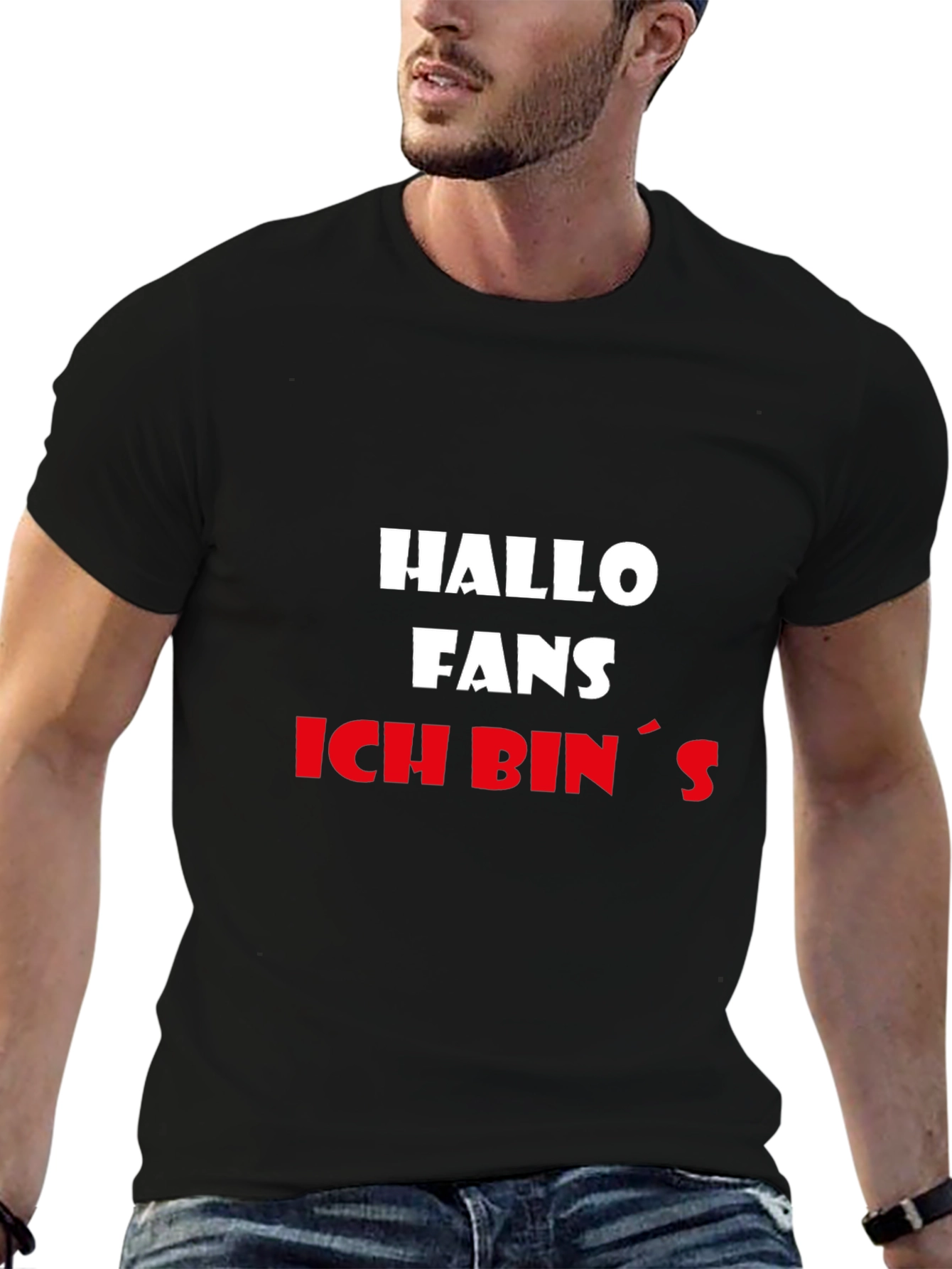 Hallo Fans T-Shirt - Mens Black Graphic Tee