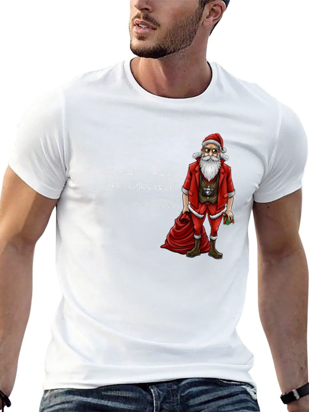 Hipster Santa Gluten-Free Cookies T-Shirt