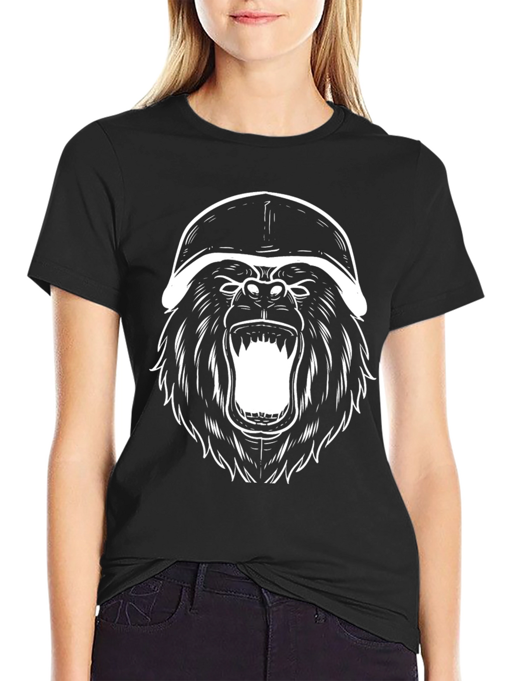 Gorilla Helmet Graphic Tee - Black