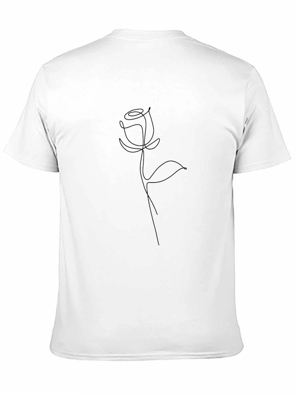 Minimalist Rose Line Art Black T-Shirt