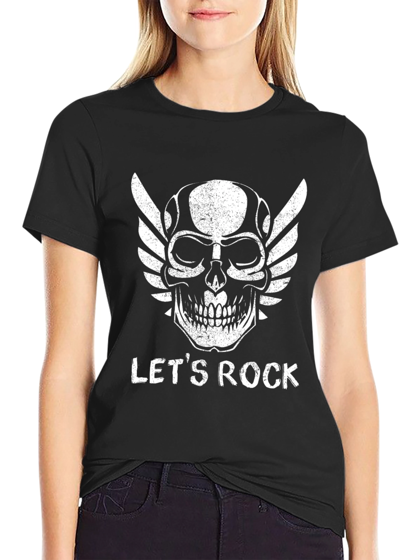Lets Rock Skull Graphic Black T-Shirt