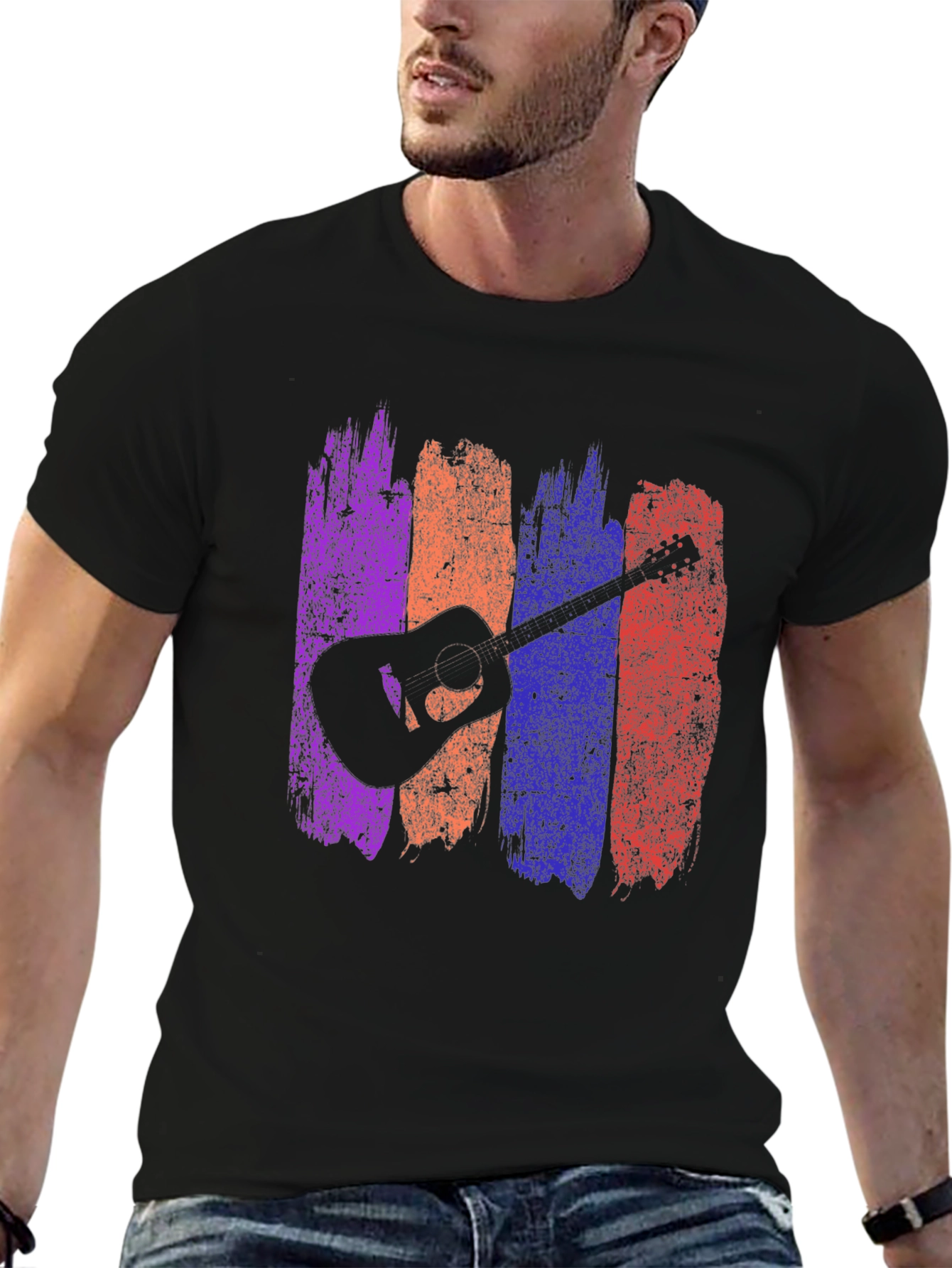 Guitar Silhouette Graphic Tee - Trendy Music Lover Shirt