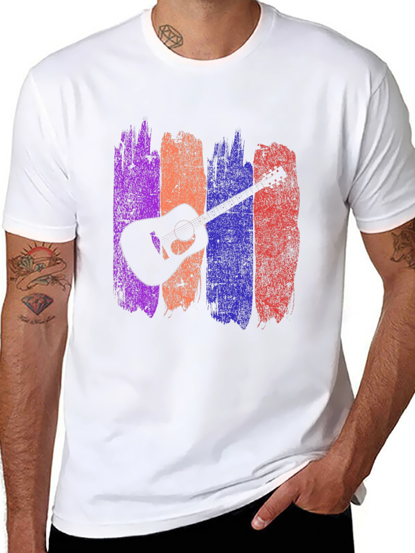Guitar Silhouette Graphic Tee - Trendy Music Lover Shirt