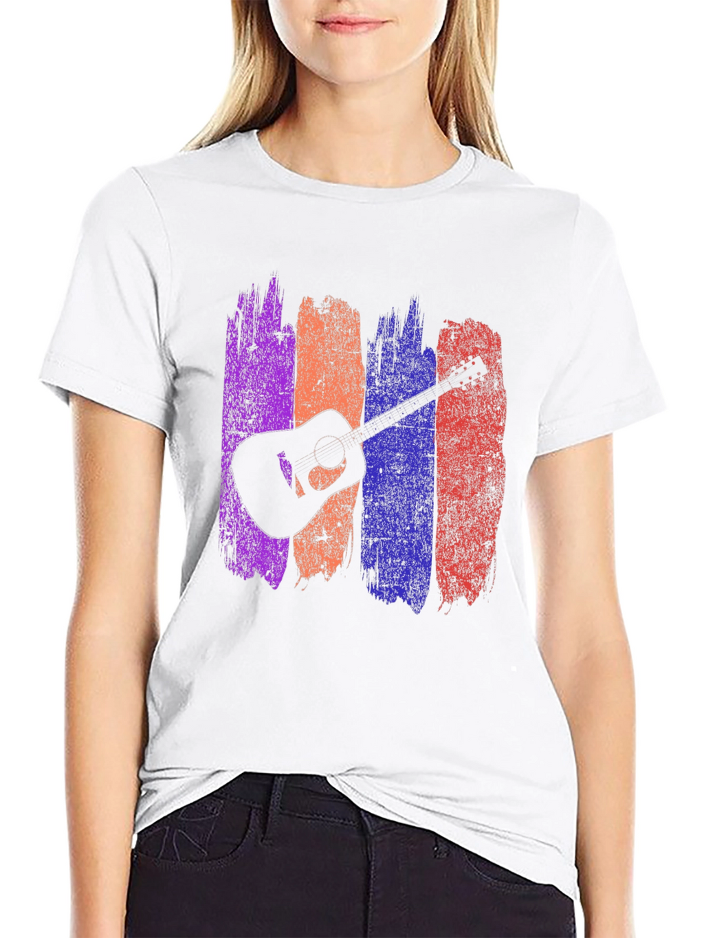 Guitar Silhouette Graphic Tee - Trendy Music Lover Shirt