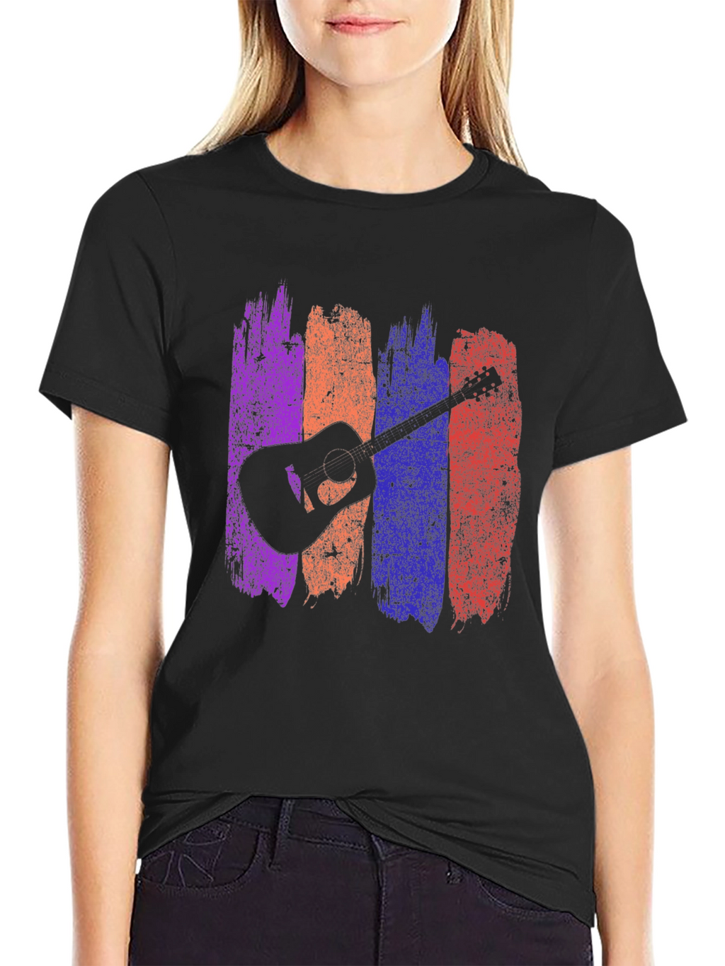 Guitar Silhouette Graphic Tee - Trendy Music Lover Shirt