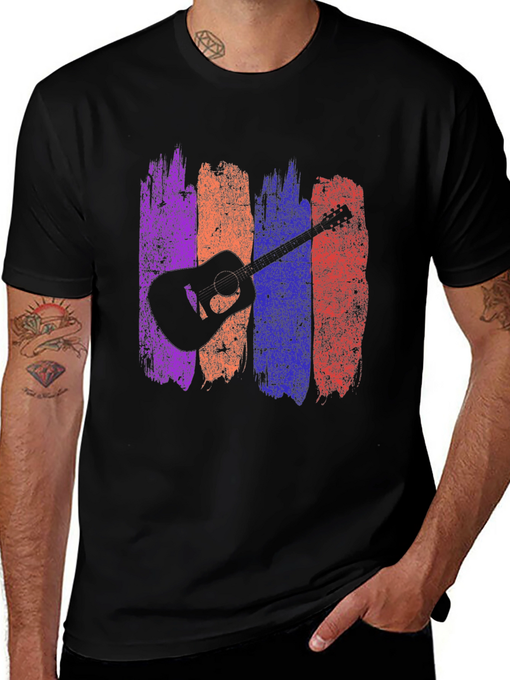 Guitar Silhouette Graphic Tee - Trendy Music Lover Shirt