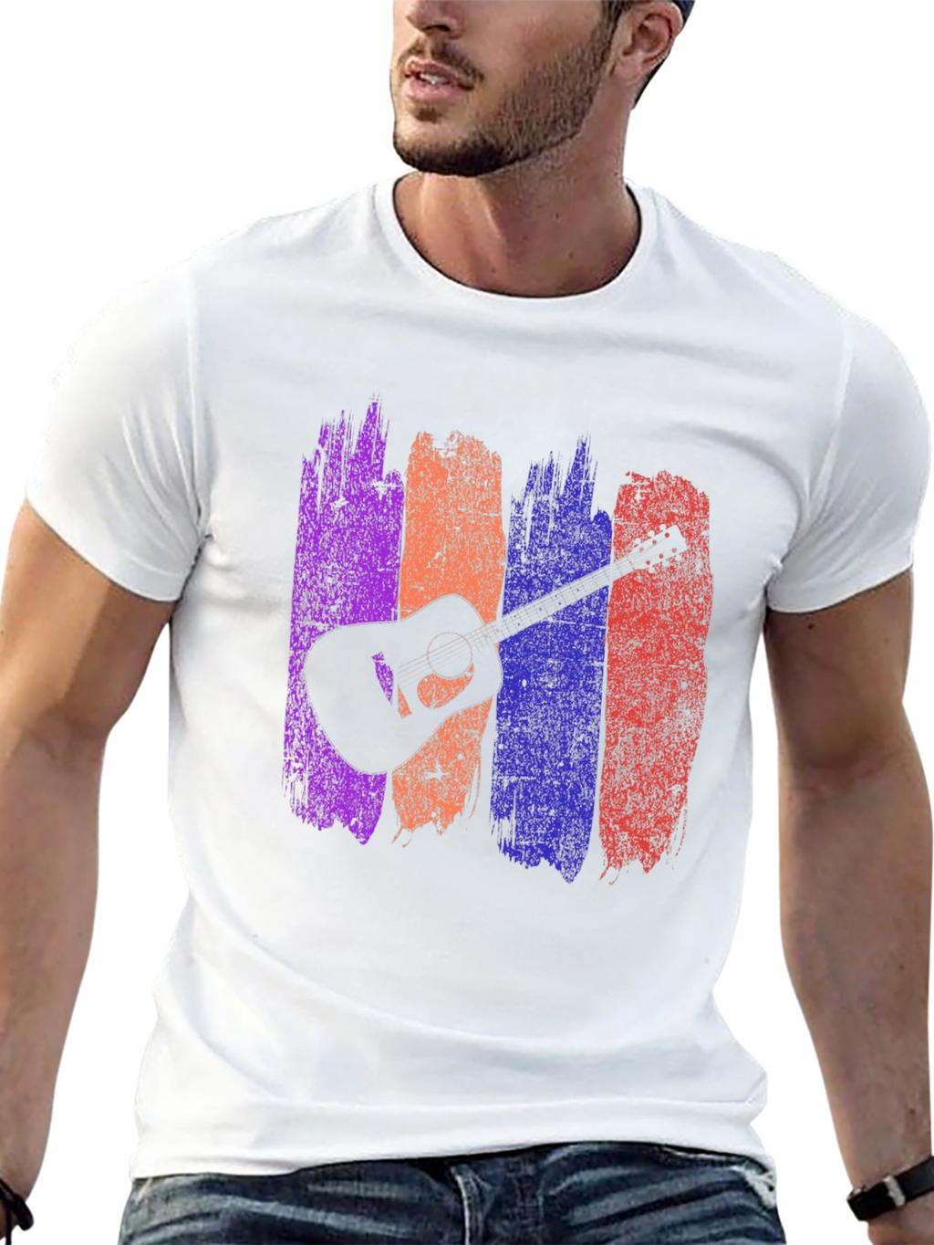 Guitar Silhouette Graphic Tee - Trendy Music Lover Shirt