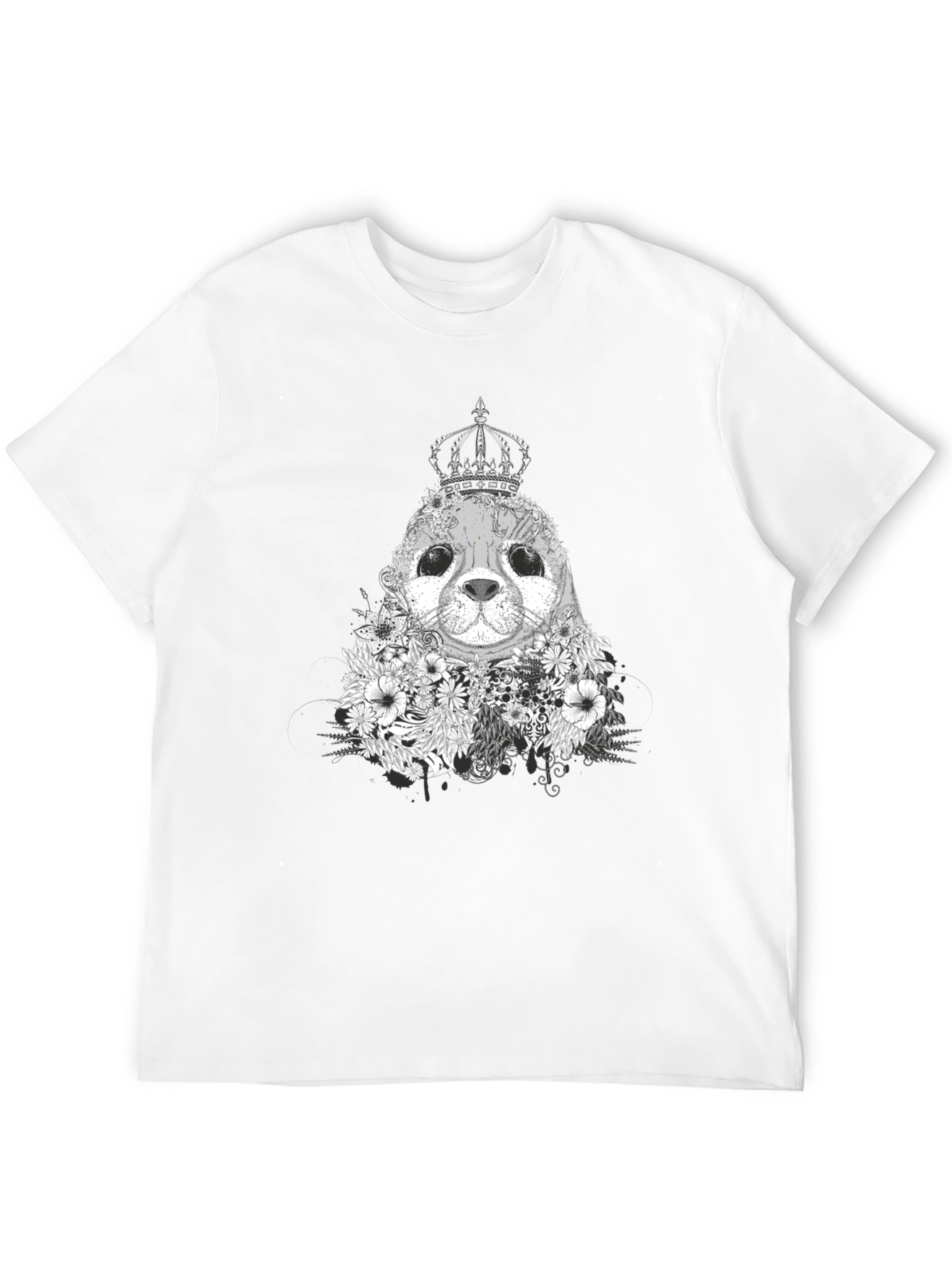 Seal King Floral T-Shirt - Black Graphic Tee