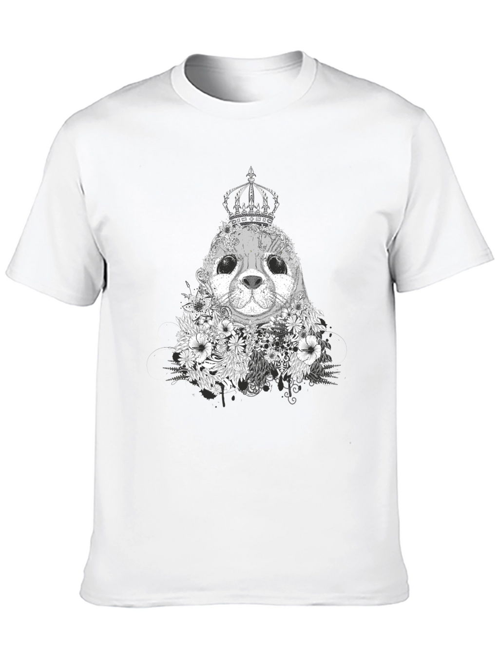 Seal King Floral T-Shirt - Black Graphic Tee