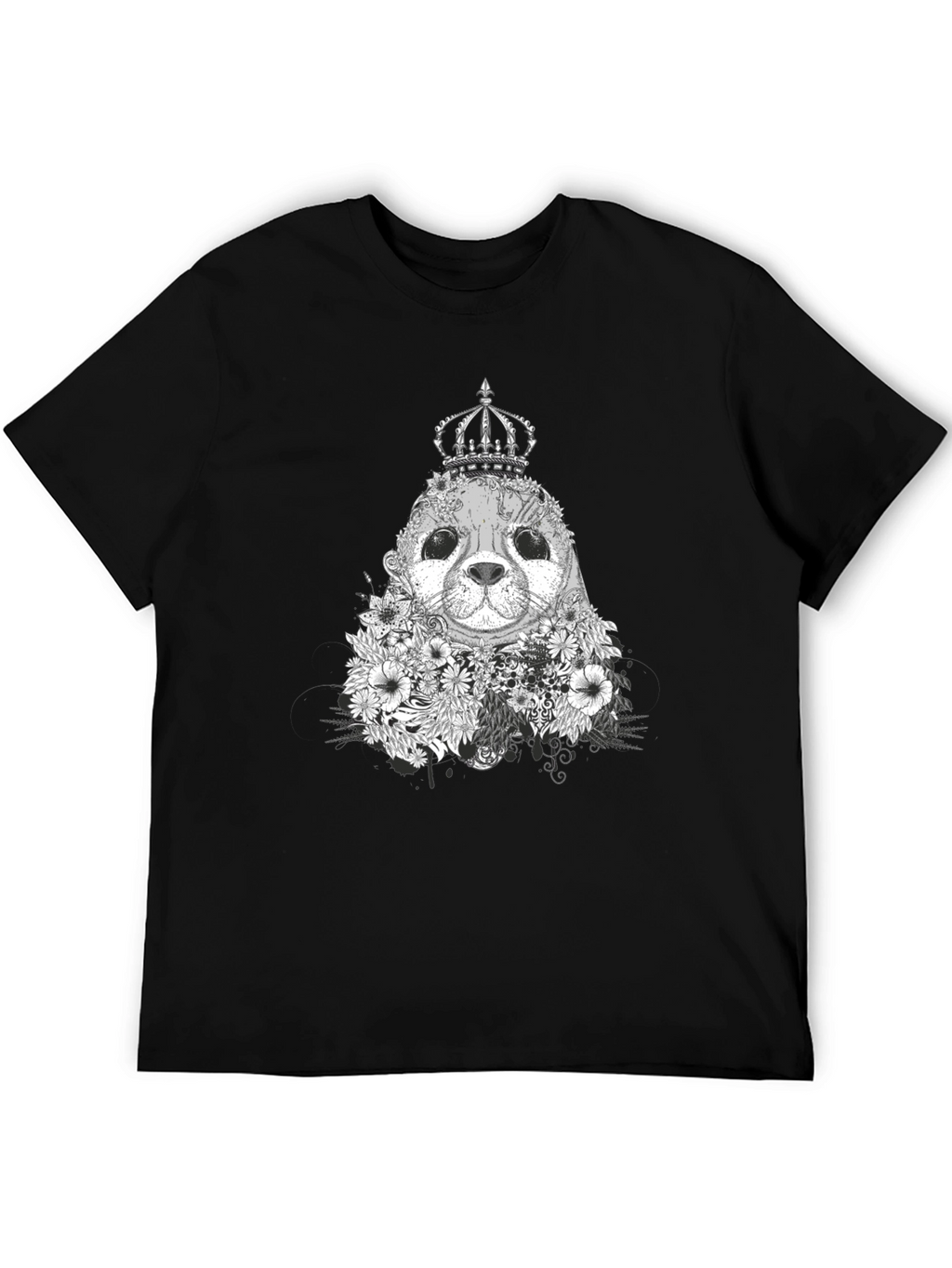Seal King Floral T-Shirt - Black Graphic Tee