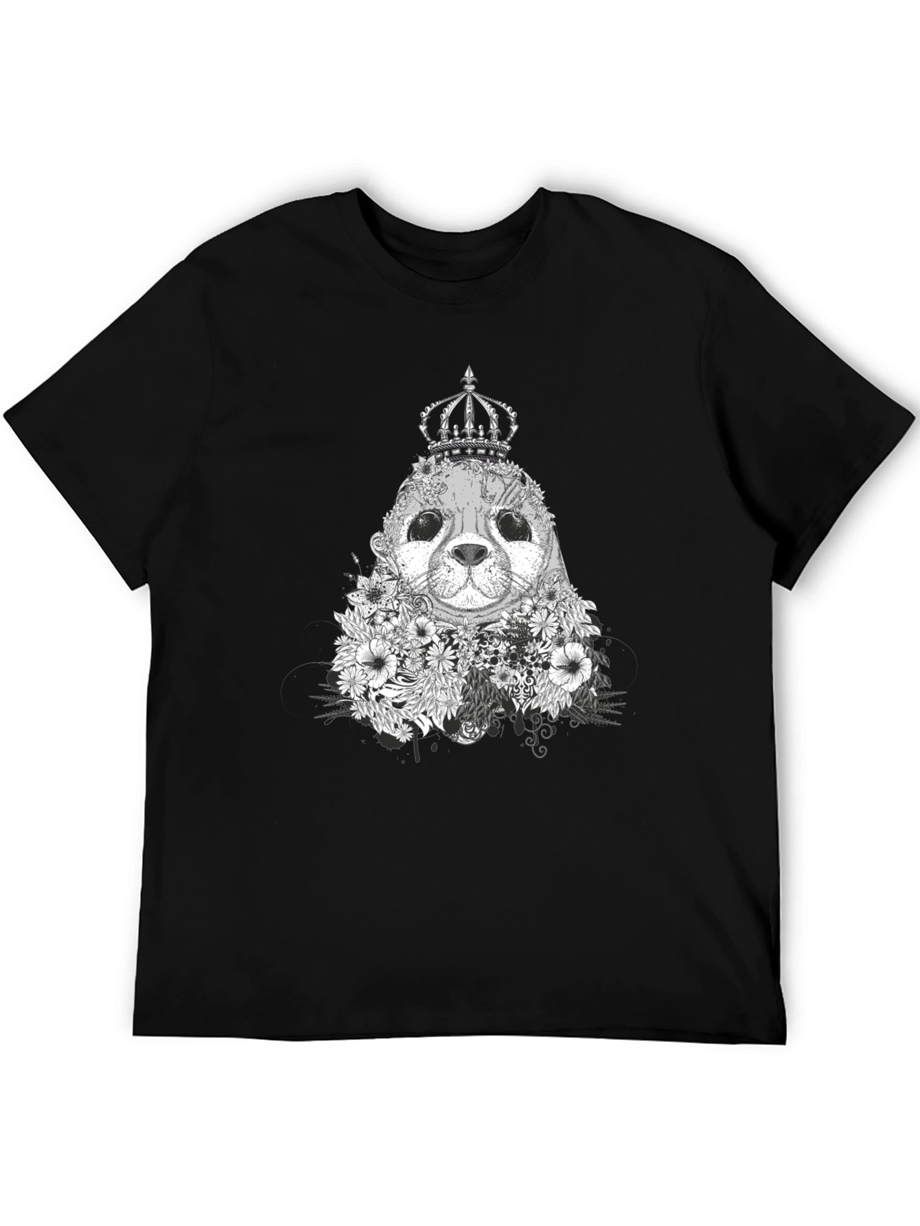 Seal King Floral T-Shirt - Black Graphic Tee