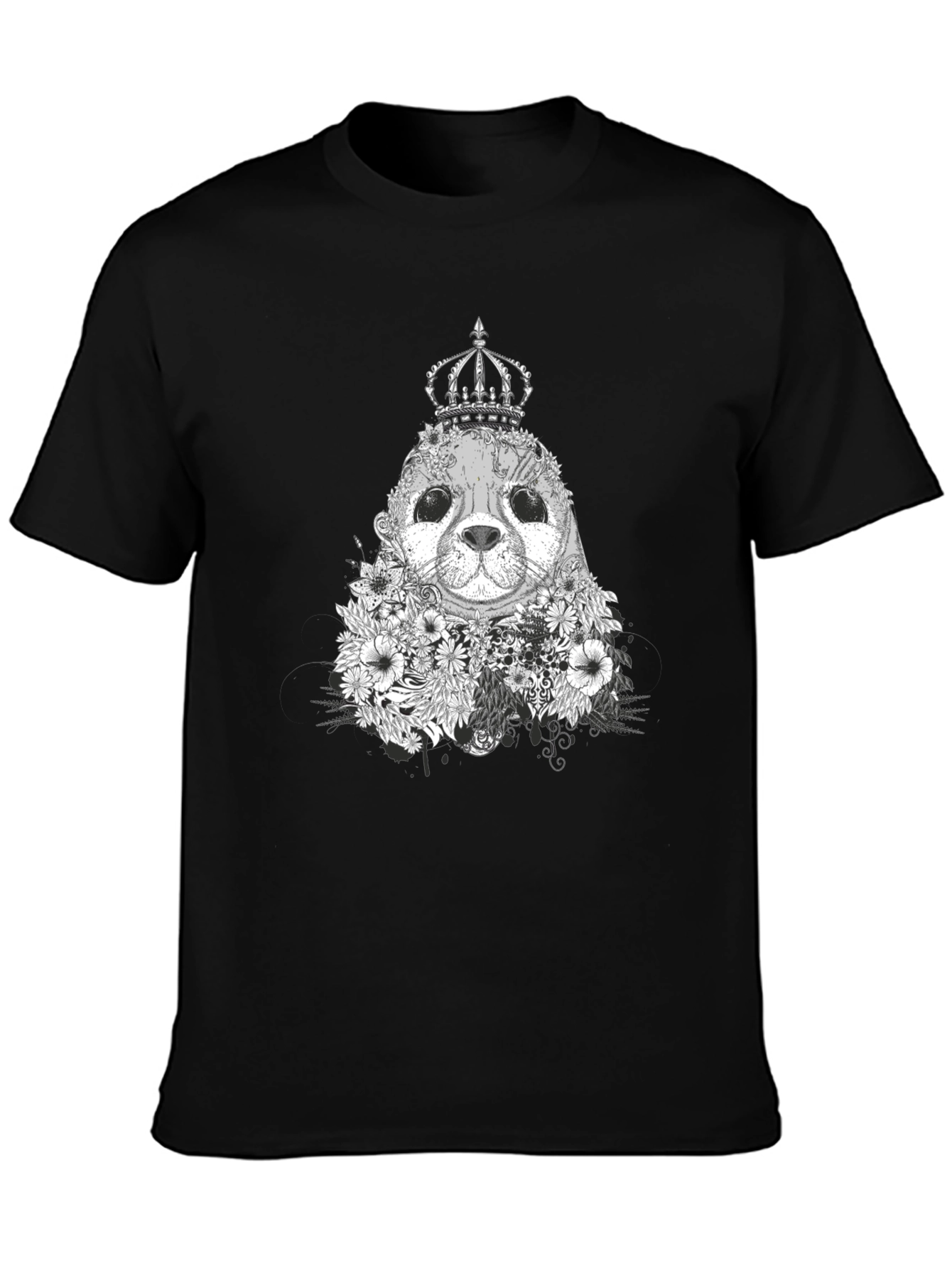 Seal King Floral T-Shirt - Black Graphic Tee