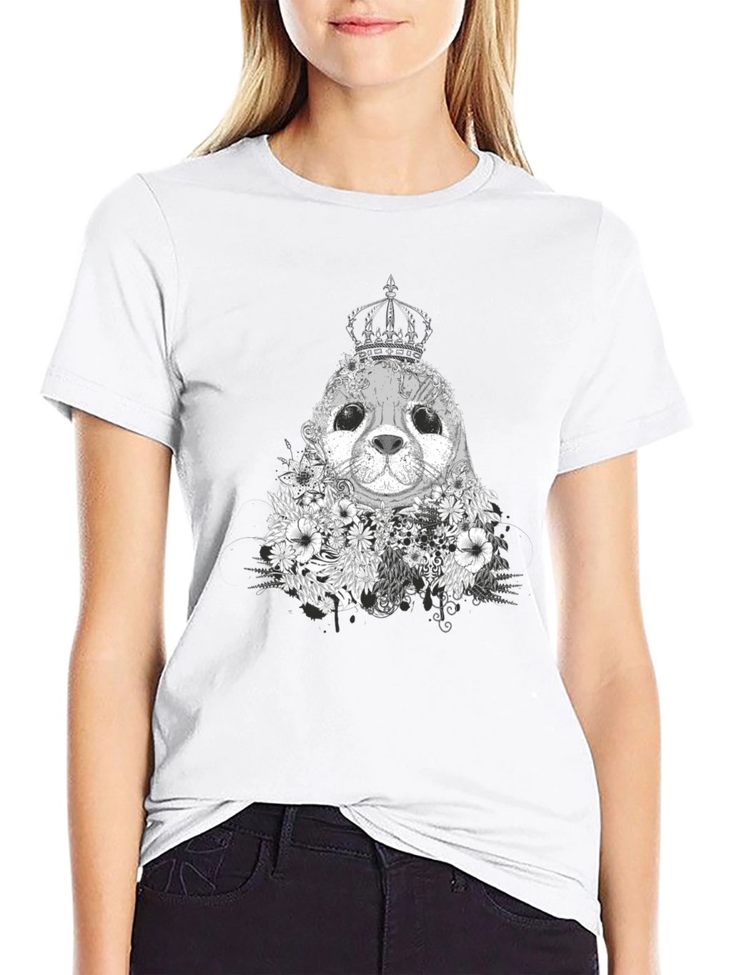 Seal King Floral T-Shirt - Black Graphic Tee