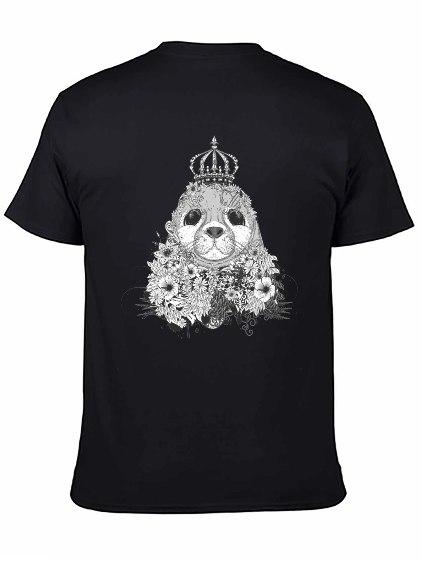 Seal King Floral T-Shirt - Black Graphic Tee