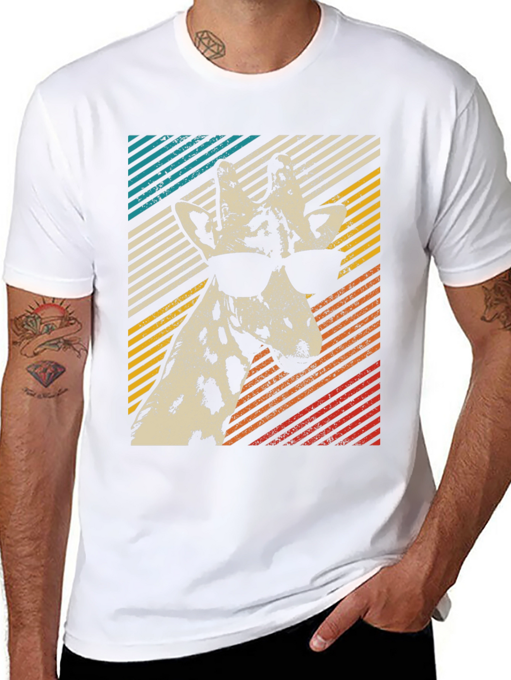 Cool Giraffe Retro Style Graphic T-Shirt