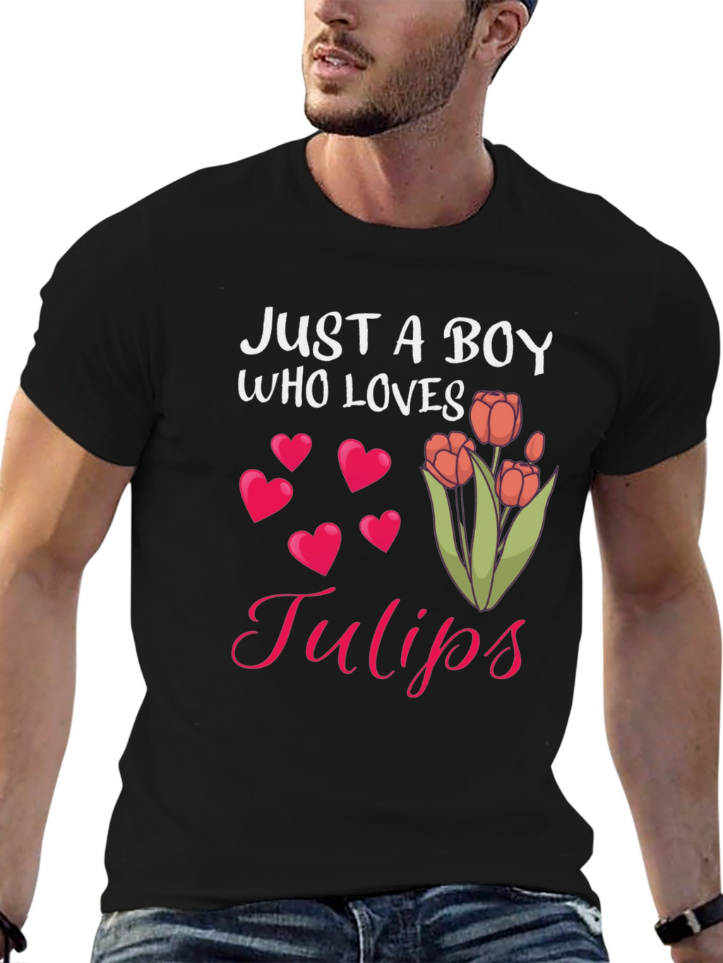 Just A Boy Who Loves Tulips Graphic T-Shirt