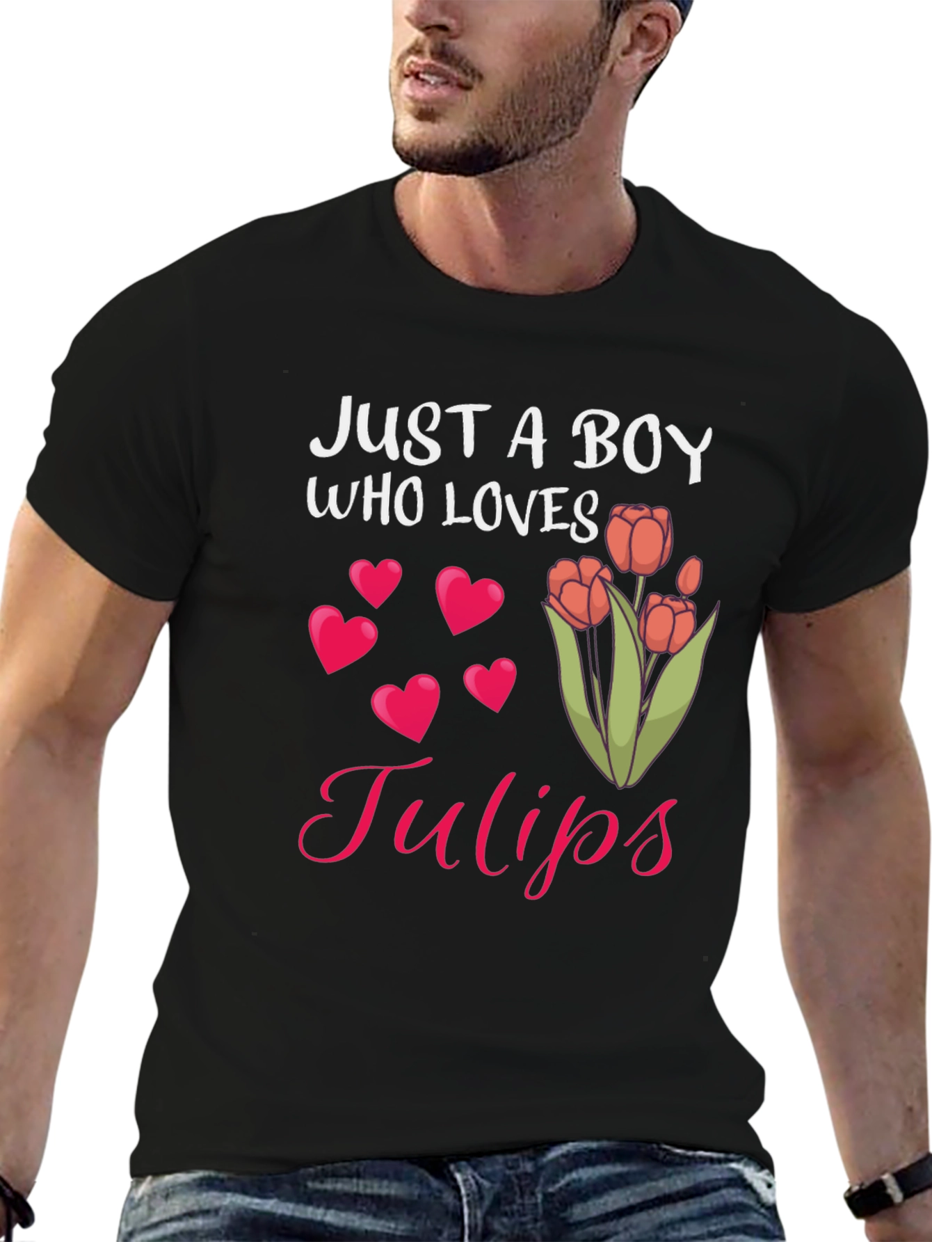 Just A Boy Who Loves Tulips Graphic T-Shirt