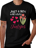 Just A Boy Who Loves Tulips Graphic T-Shirt